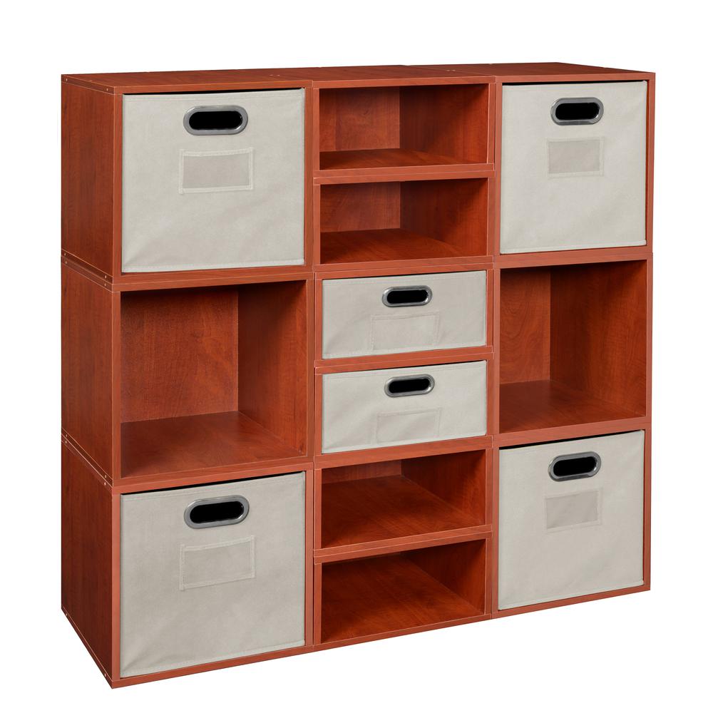 Niche Cubo Storage Set- 6 Full Cubes/6 Half Cubes with Foldable Storage Bins- Cherry/Natural. Picture 1