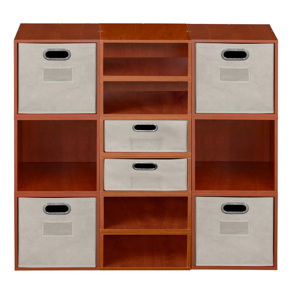 Niche Cubo Storage Set- 6 Full Cubes/6 Half Cubes with Foldable Storage Bins- Cherry/Natural. Picture 2