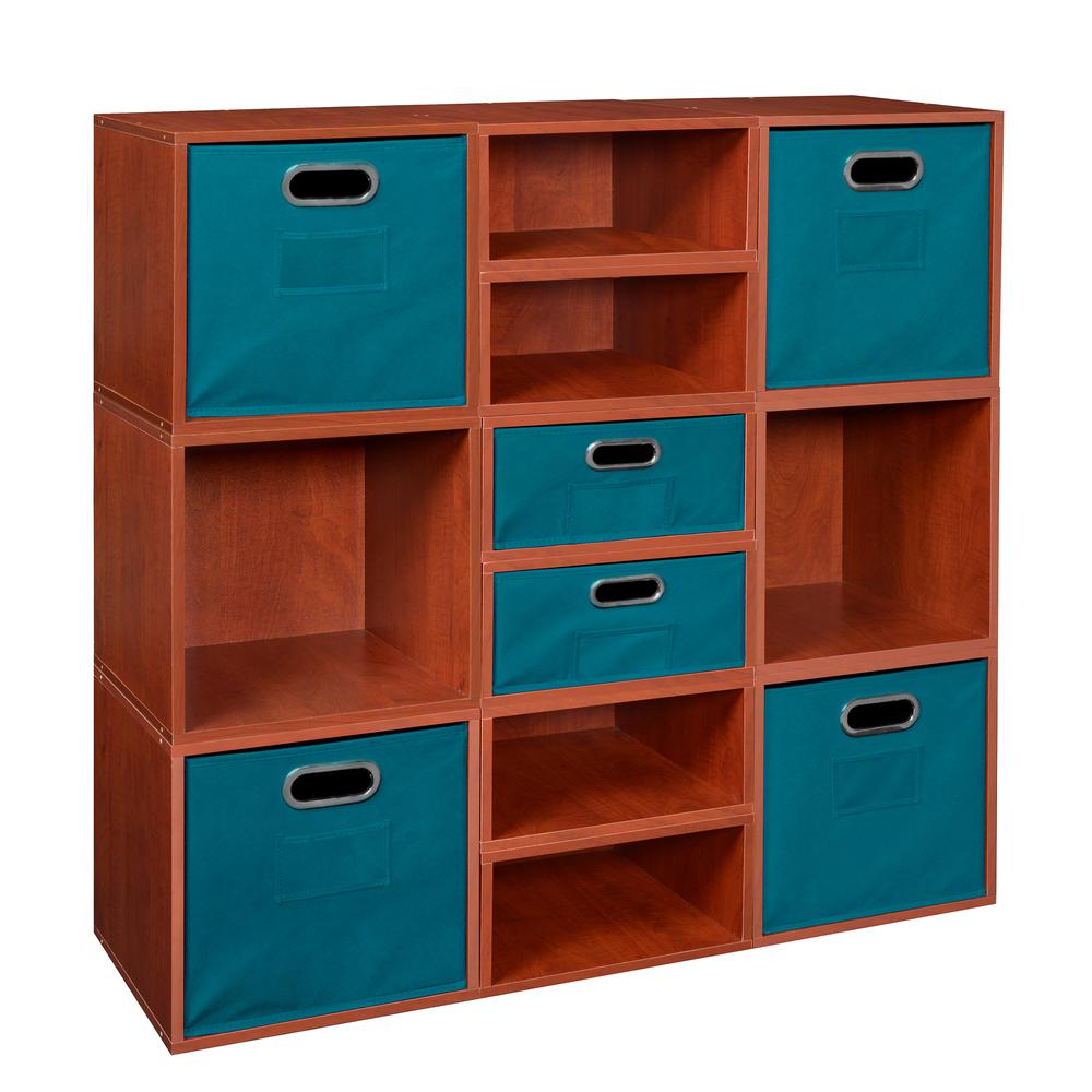 Niche Cubo Storage Set- 6 Full Cubes/6 Half Cubes with Foldable Storage Bins- Cherry/Teal. Picture 1