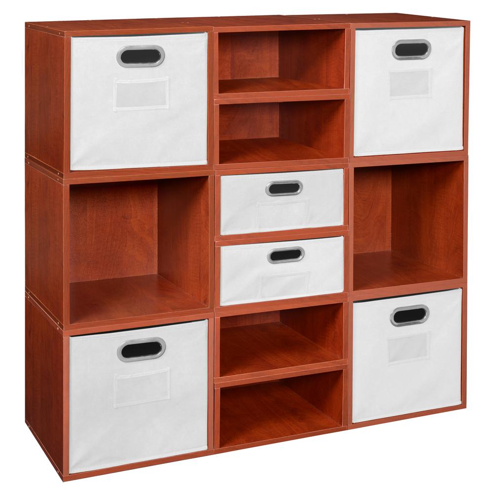 Niche Cubo Storage Set- 6 Full Cubes/6 Half Cubes with Foldable Storage Bins- Cherry/White. The main picture.