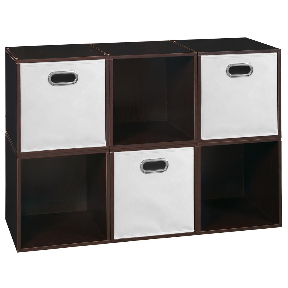 Niche Cubo Storage Set - 6 Cubes and 3 Canvas Bins- Truffle/White. Picture 1