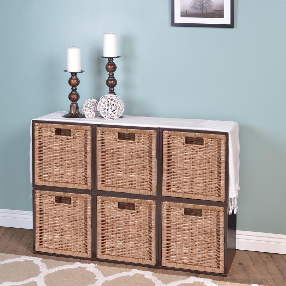 Niche Cubo Storage Set - 6 Cubes and 6 Wicker Baskets- Truffle/Natural. Picture 3