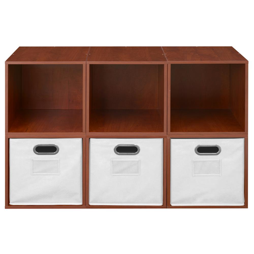 Niche Cubo Storage Set - 6 Cubes and 3 Canvas Bins- Cherry/White. Picture 3