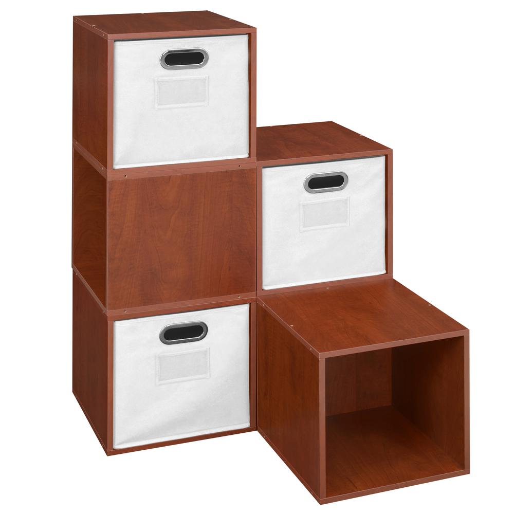 Niche Cubo Storage Set - 6 Cubes and 3 Canvas Bins- Cherry/White. Picture 5