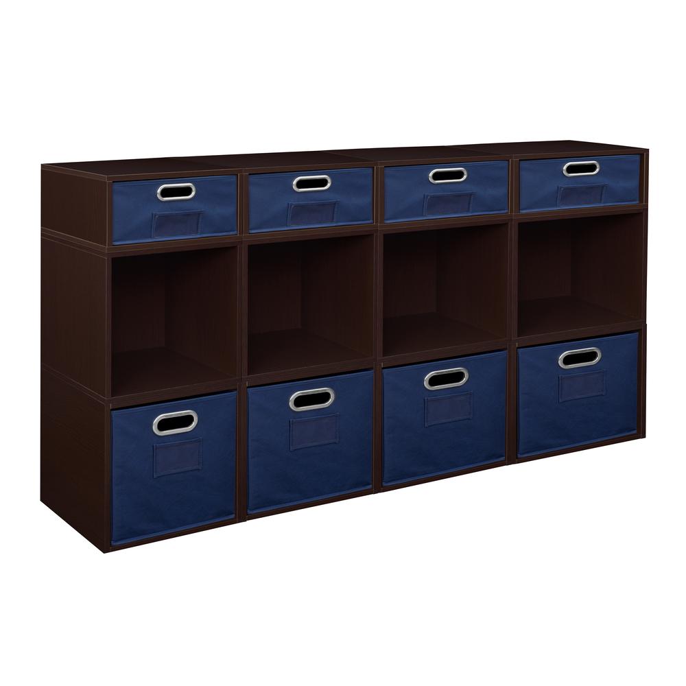 Niche Cubo Storage Set- 8 Full Cubes/4 Half Cubes with Foldable Storage Bins- Truffle/Blue. Picture 1