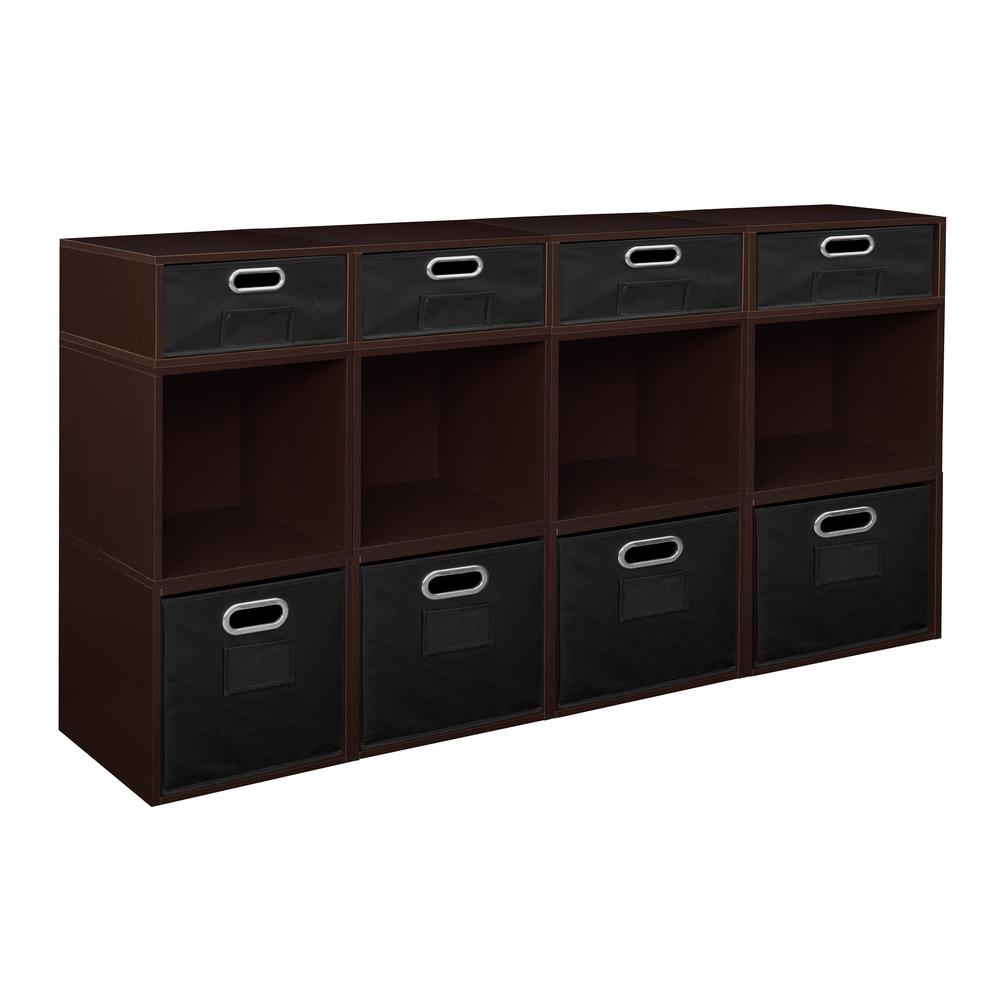 Niche Cubo Storage Set- 8 Full Cubes/4 Half Cubes with Foldable Storage Bins- Truffle/Black. Picture 1