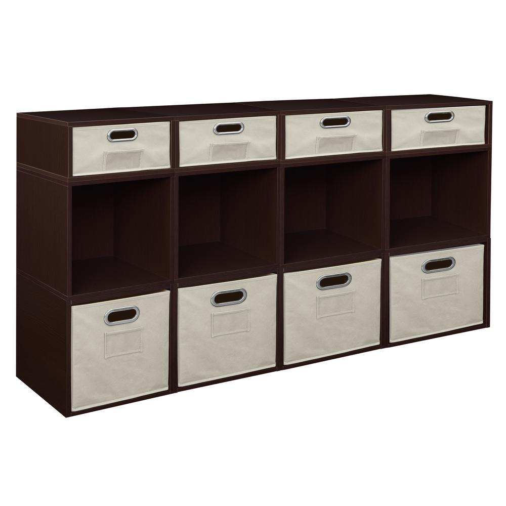 Niche Cubo Storage Set- 8 Full Cubes/4 Half Cubes with Foldable Storage Bins- Truffle/Natural. Picture 1