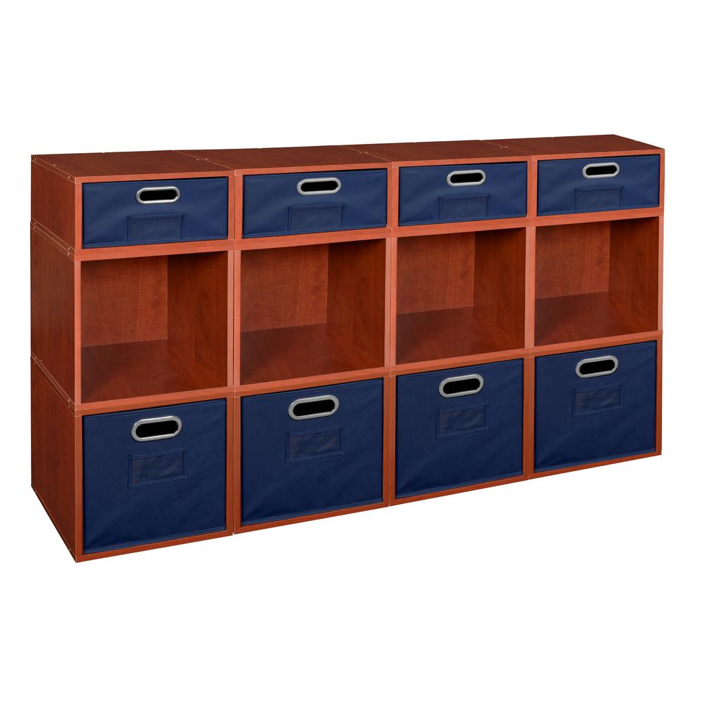 Niche Cubo Storage Set- 8 Full Cubes/4 Half Cubes with Foldable Storage Bins- Cherry/Blue. Picture 1