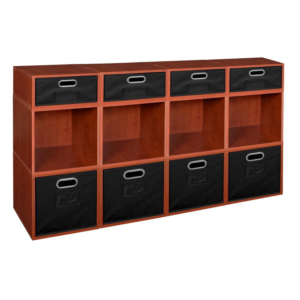 Niche Cubo Storage Set- 8 Full Cubes/4 Half Cubes with Foldable Storage Bins- Cherry/Black. Picture 1