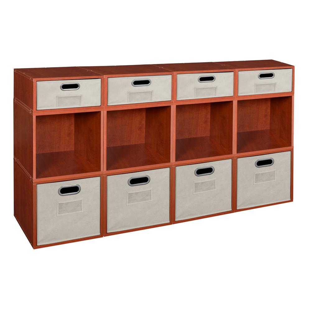 Niche Cubo Storage Set- 8 Full Cubes/4 Half Cubes with Foldable Storage Bins- Cherry/Natural. Picture 1