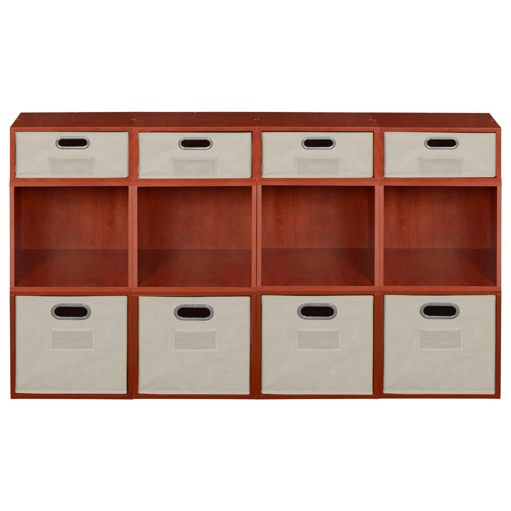 Niche Cubo Storage Set- 8 Full Cubes/4 Half Cubes with Foldable Storage Bins- Cherry/Natural. Picture 2