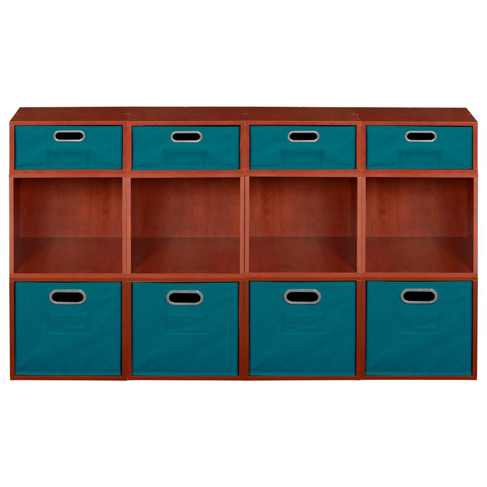 Niche Cubo Storage Set- 8 Full Cubes/4 Half Cubes with Foldable Storage Bins- Cherry/Teal. Picture 2