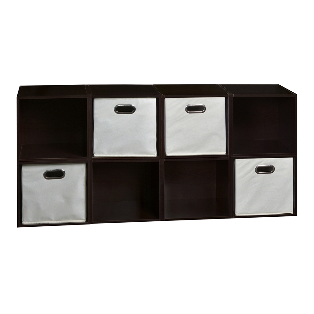 Cubo Storage Set - 8 Cubes and 4 Canvas Bins- Truffle/Natural. Picture 1