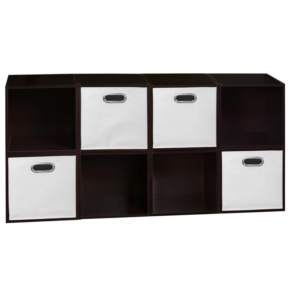 Niche Cubo Storage Set - 8 Cubes and 4 Canvas Bins- Truffle/White. The main picture.