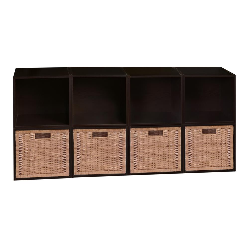 Niche Cubo Storage Set - 8 Cubes and 4 Wicker Baskets- Truffle/Natural. The main picture.