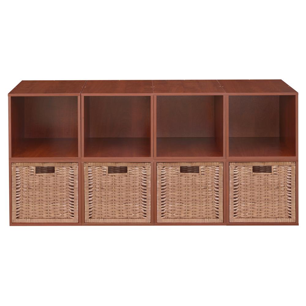 Niche Cubo Storage Set - 8 Cubes and 4 Wicker Baskets- Cherry/Natural. Picture 4