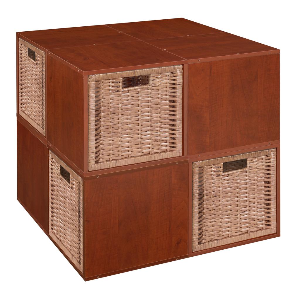 Niche Cubo Storage Set - 8 Cubes and 4 Wicker Baskets- Cherry/Natural. Picture 6