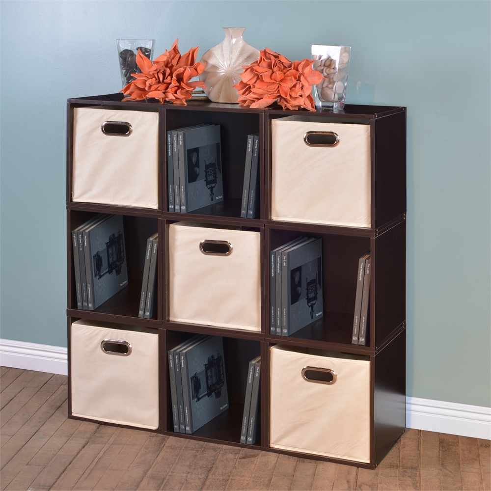 Cubo Storage Set - 9 Cubes and 5 Canvas Bins- Truffle/Natural. Picture 5