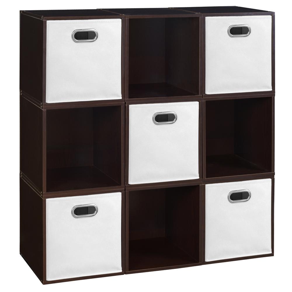 Niche Cubo Storage Set - 9 Cubes and 5 Canvas Bins- Truffle/White. The main picture.
