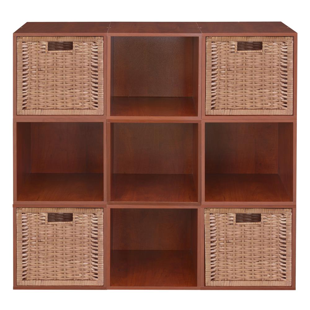 Niche Cubo Storage Set - 9 Cubes and 4 Wicker Baskets- Cherry/Natural. Picture 3