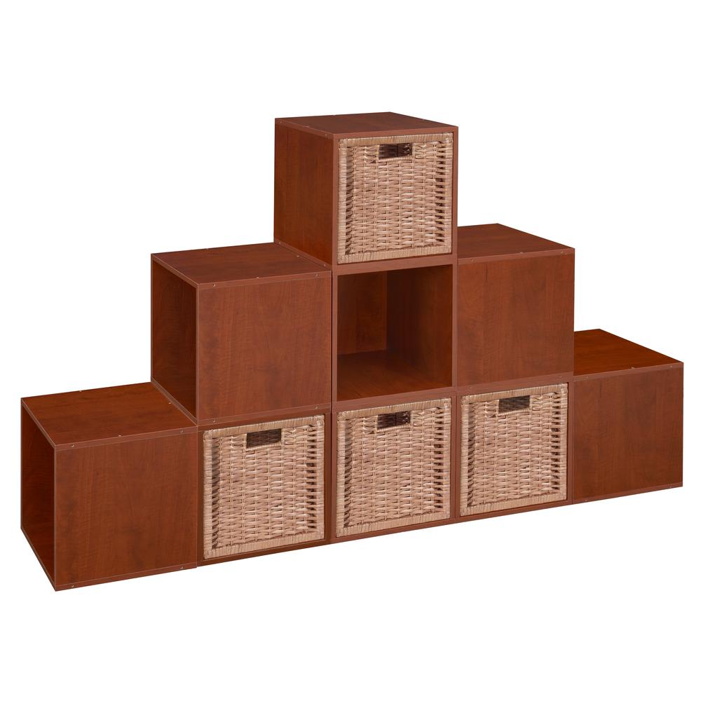 Niche Cubo Storage Set - 9 Cubes and 4 Wicker Baskets- Cherry/Natural. Picture 5