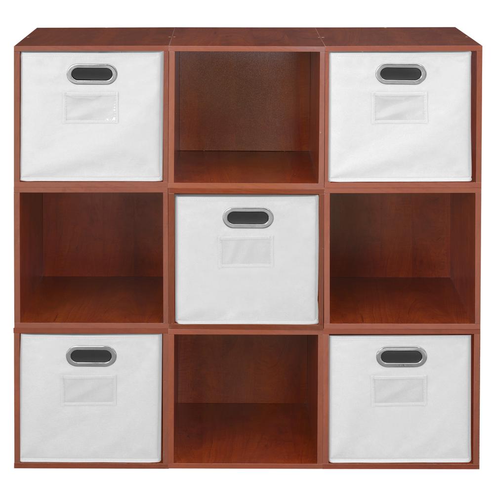 Niche Cubo Storage Set - 9 Cubes and 5 Canvas Bins- Cherry/White. Picture 3