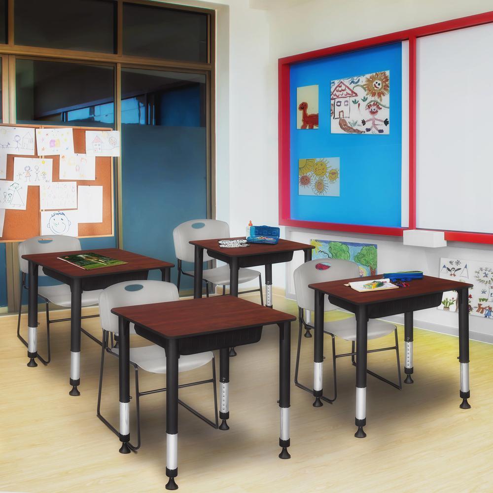 18.5" x 26" Rectangle Height Adjustable School Desk- Cherry. Picture 7