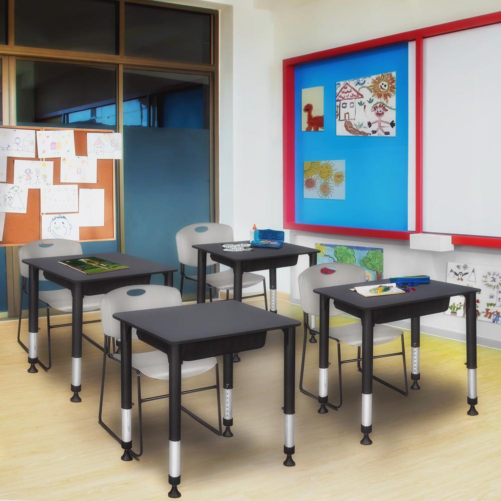 18.5" x 26" Rectangle Height Adjustable School Desk- Grey. Picture 7