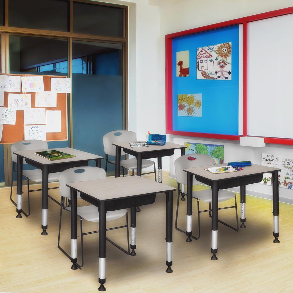 18.5" x 26" Rectangle Height Adjustable School Desk- Maple. Picture 7