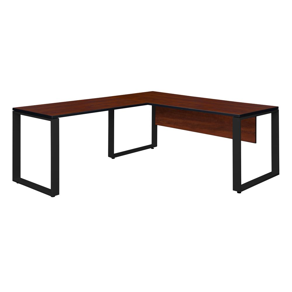 Structure 60" x 30" L-Desk Shell with 42" Return- Cherry/Black. Picture 1