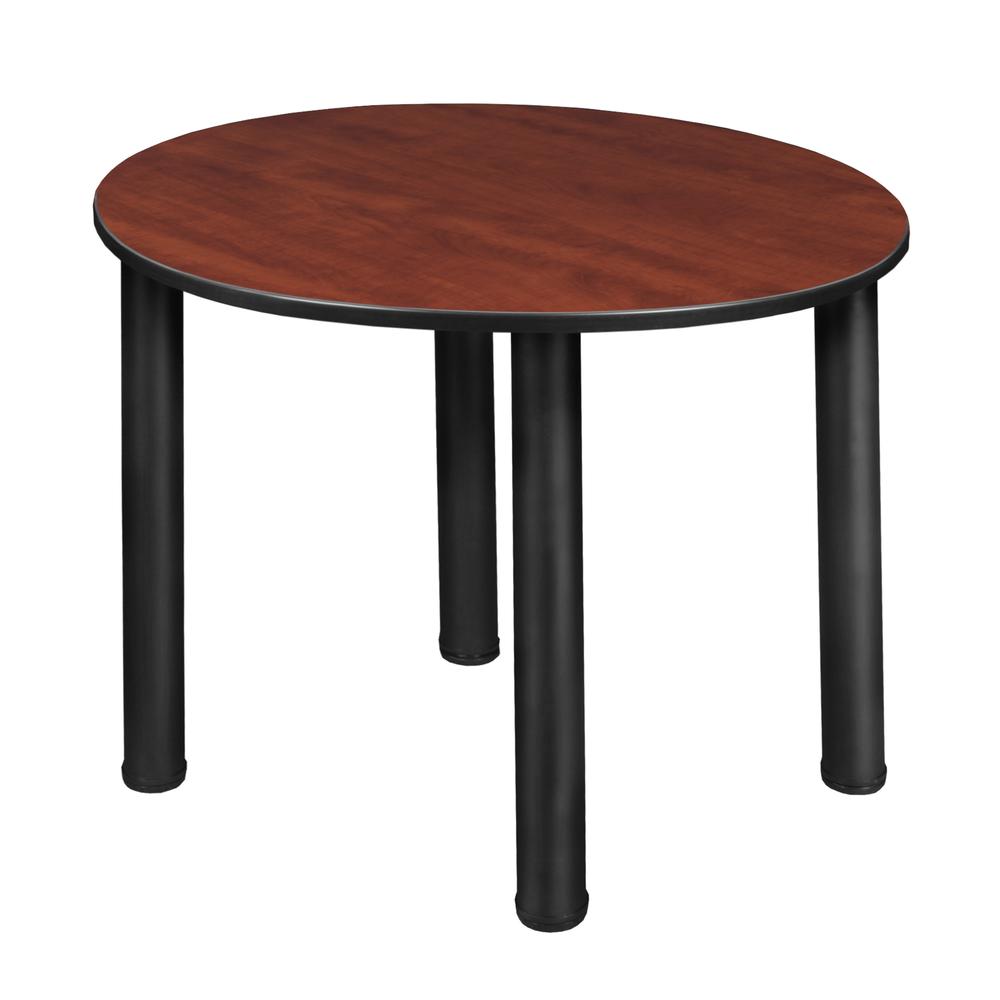 Kee 30" Round Slim Table - Cherry/ Black. Picture 1