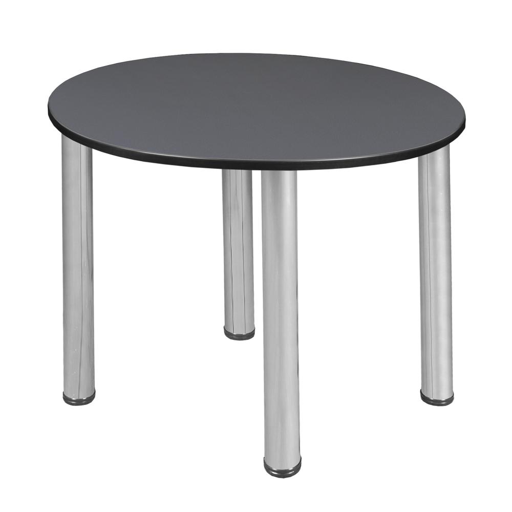 Kee 30" Round Slim Table - Grey/ Chrome. Picture 1