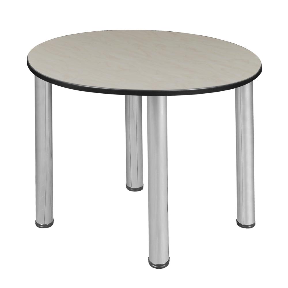 Kee 30" Round Slim Table - Maple/ Chrome. Picture 1