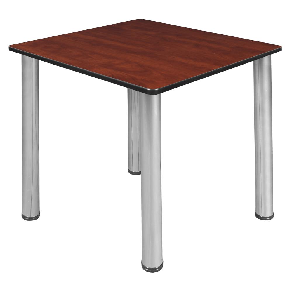 Kee 30" Square Slim Table - Cherry/ Chrome. Picture 1