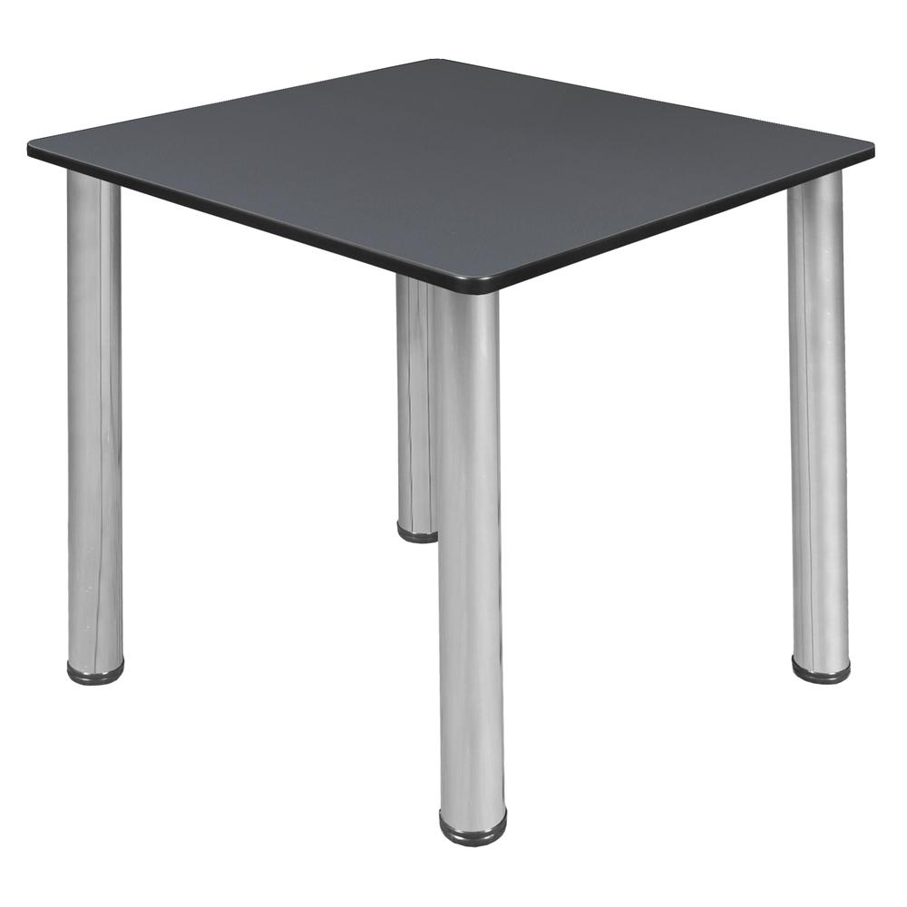 Kee 30" Square Slim Table - Grey/ Chrome. Picture 1