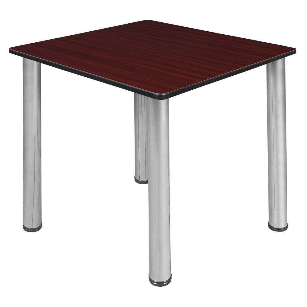 Kee 30" Square Slim Table - Mahogany/ Chrome. Picture 1
