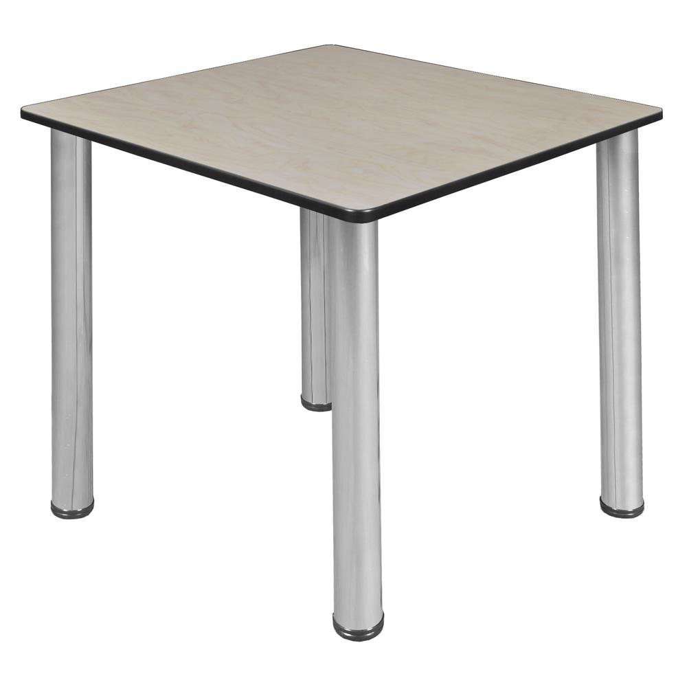 Kee 30" Square Slim Table - Maple/ Chrome. Picture 1