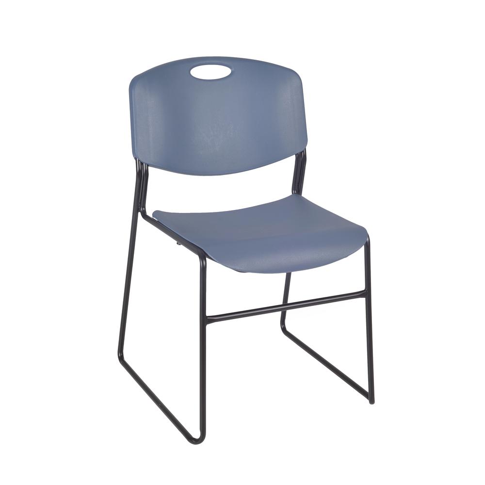 Regency Cain 30 in. Square Breakroom Table- Ash Grey & 4 Zeng Stack Chairs- Blue. Picture 4