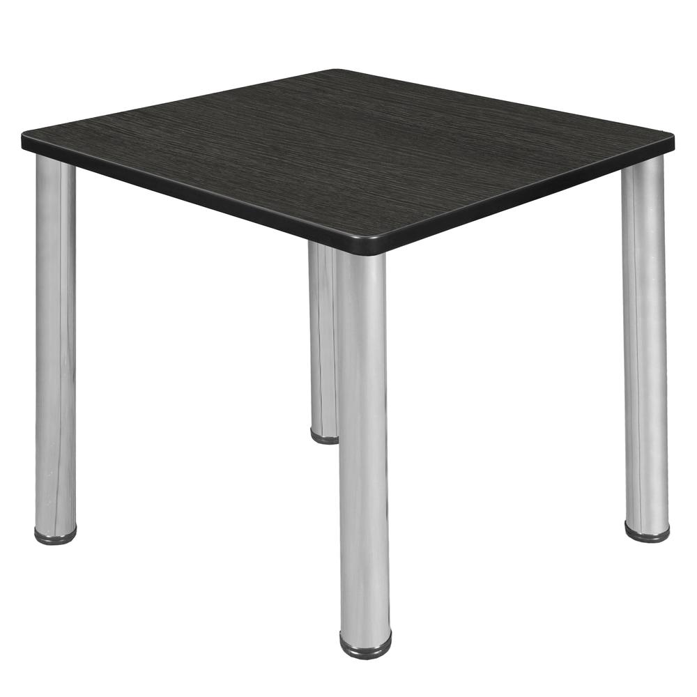 Kee 30" Square Breakroom Table- Ash Grey/ Chrome. Picture 1