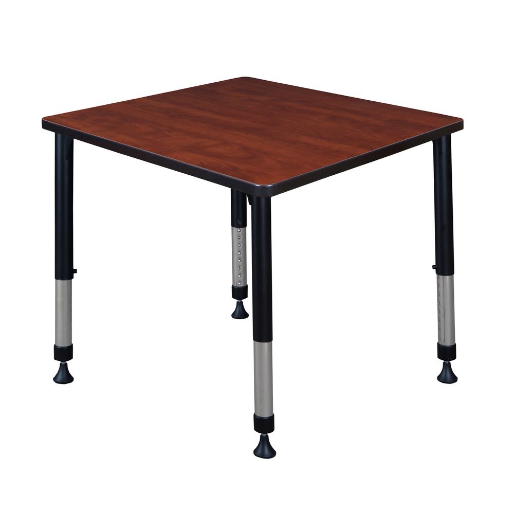 Kee 30" Square Height Adjustable Classroom Table - Cherry. Picture 1