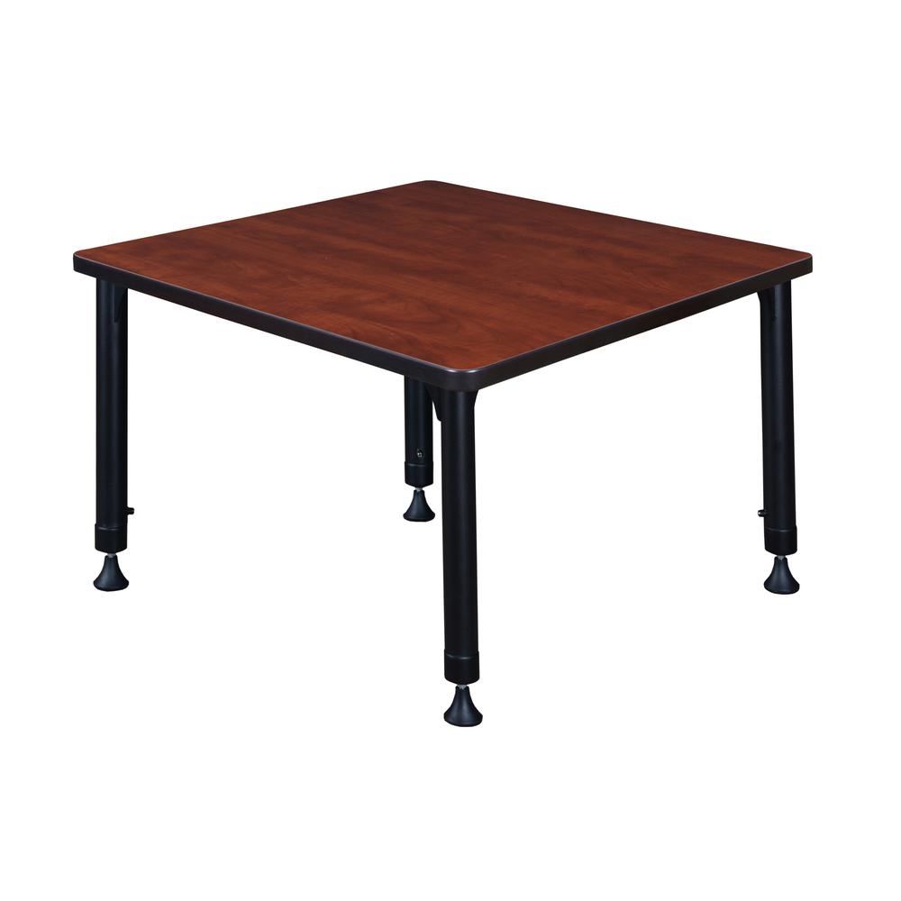 Kee 30" Square Height Adjustable Classroom Table - Cherry. Picture 3