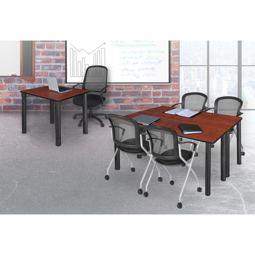 Kee 30" Square Breakroom Table- Cherry/ Black. Picture 3