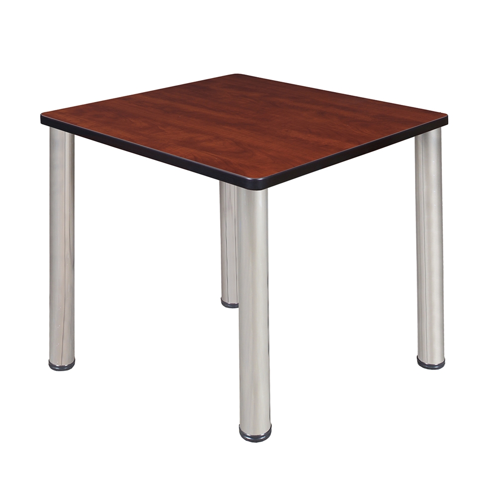 Kee 30" Square Breakroom Table- Cherry/ Chrome. Picture 1
