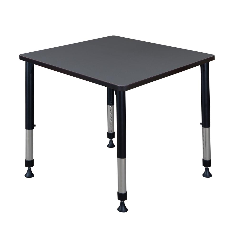 Kee 30" Square Height Adjustable Classroom Table - Grey. Picture 1