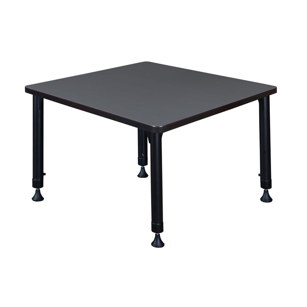 Kee 30" Square Height Adjustable Classroom Table - Grey. Picture 2