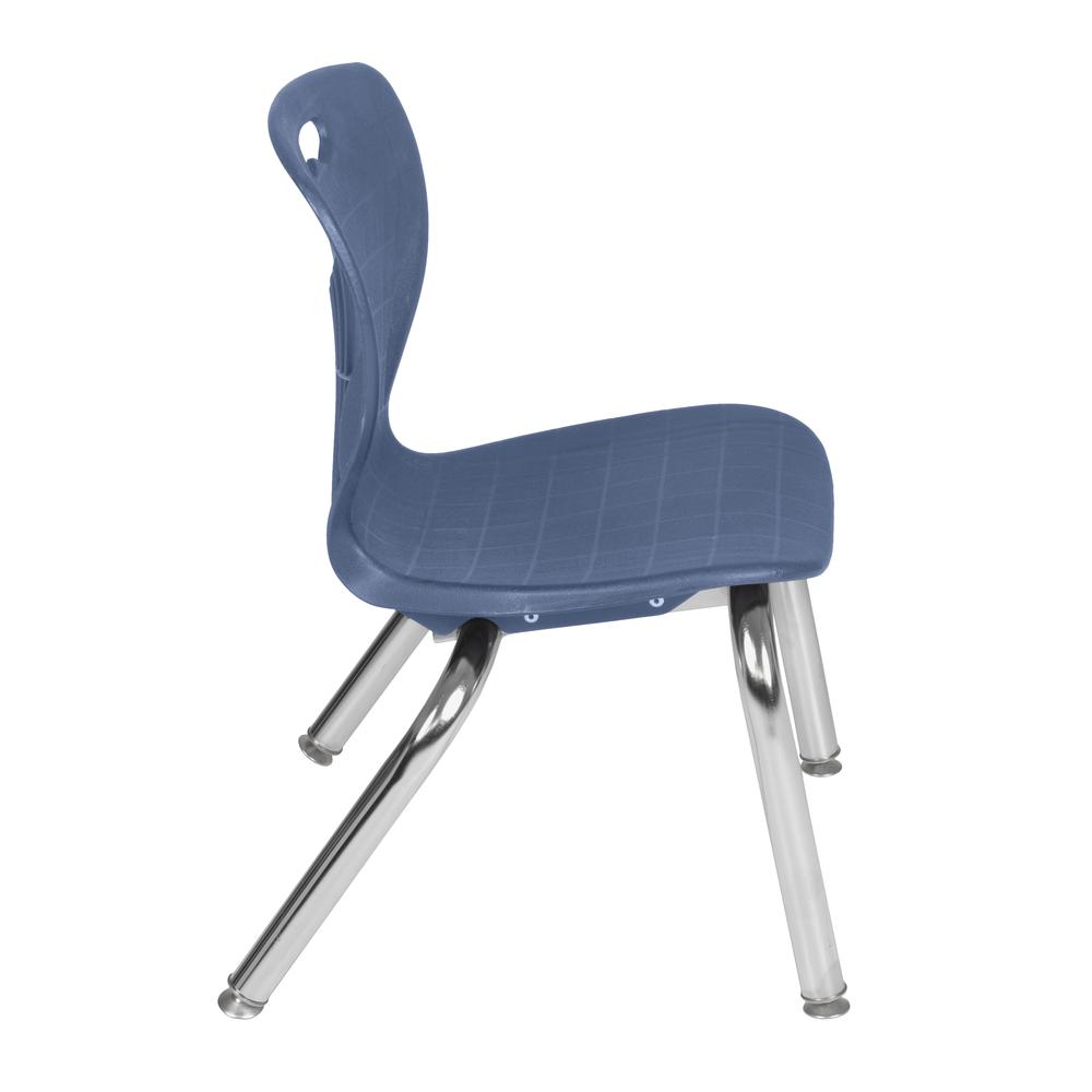 Kee 30" Square Height Adjustable Mobile Classroom Table - Grey &  4 Andy 12-in Stack Chairs- Navy Blue. Picture 5