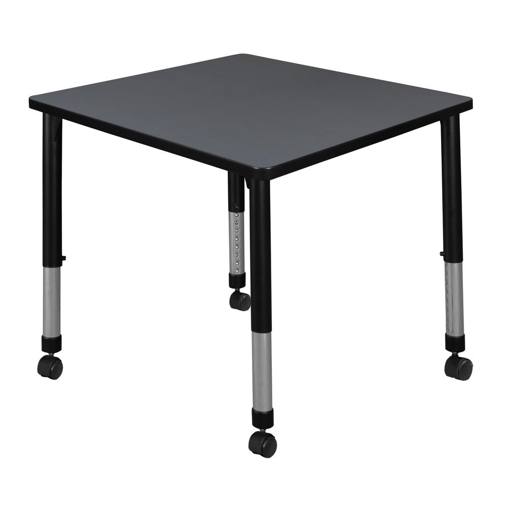 Kee 30" Square Height Adjustable Mobile Classroom Table - Grey. Picture 1