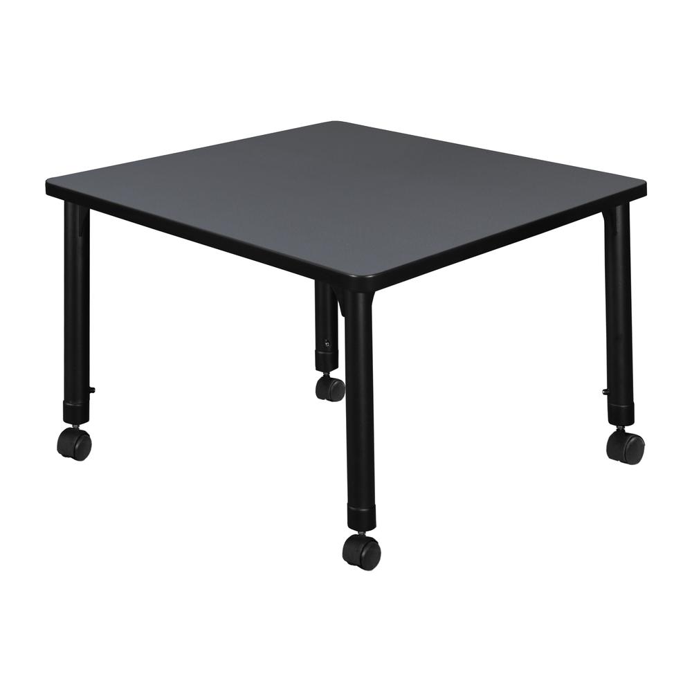 Kee 30" Square Height Adjustable Mobile Classroom Table - Grey. Picture 2