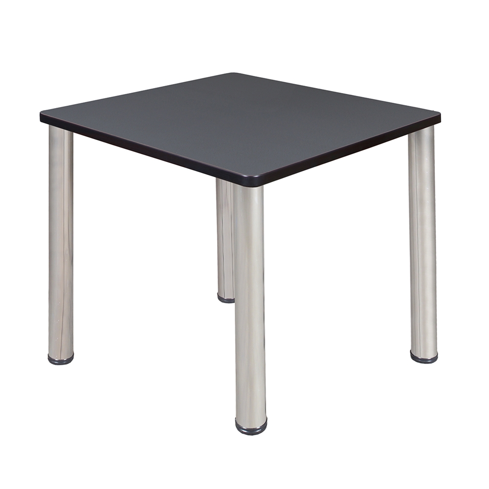 Kee 30" Square Breakroom Table- Grey/ Chrome. Picture 1