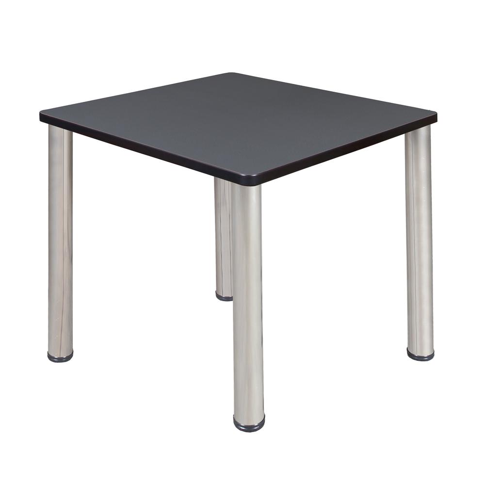 Kee 30" Square Breakroom Table- Grey/ Chrome. Picture 1